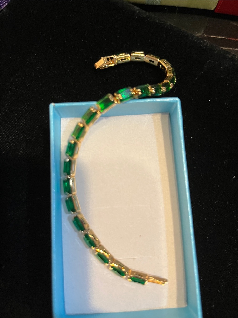 14k gold plated Green tennis bracelet